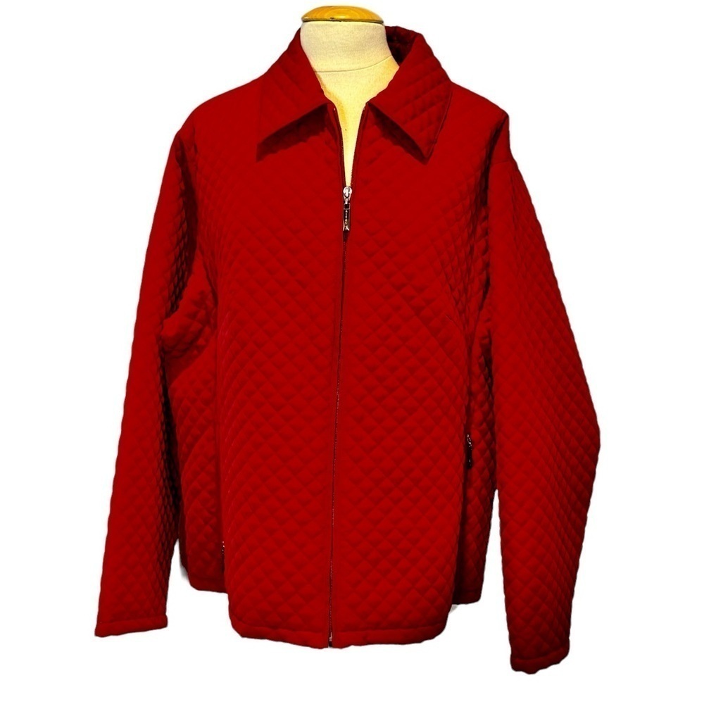 ❄️❄️ Aeros Red Quilted Zip Front Jacket Plus 3X